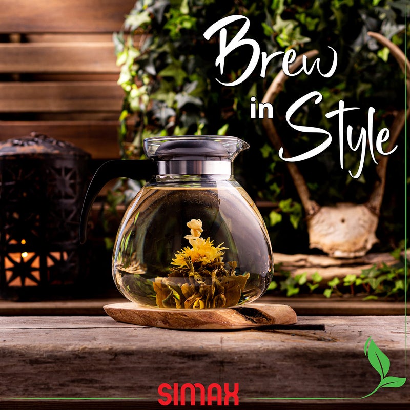 Simax Glassware 2.5 Quart Glass Teapot | Short Spout, Stay Cool Plastic Handle and Lid, Stovetop and Dishwasher Safe, Heat, Cold, and Thermal Shock Resistant Borosilicate Glass - Image 5